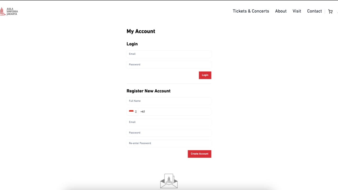 Authentication page for user login, registration, and reset password.